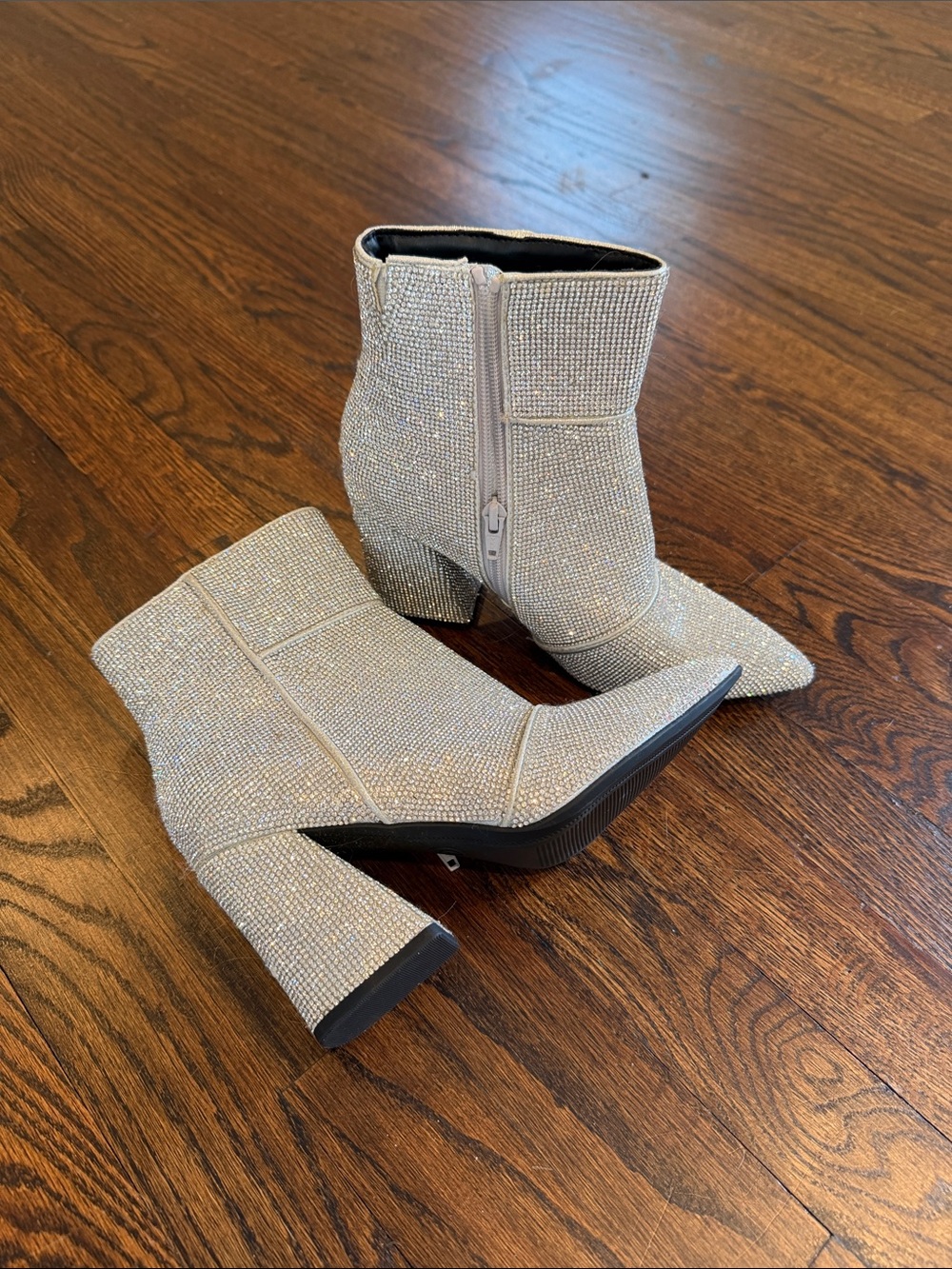 a new day Silver Crystal-Embellished Pointed Ankle Booties